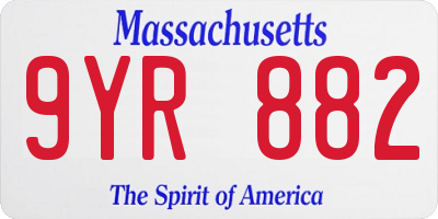 MA license plate 9YR882