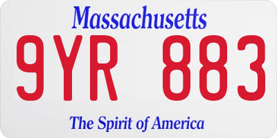 MA license plate 9YR883
