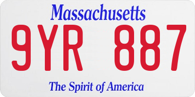 MA license plate 9YR887