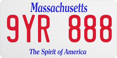 MA license plate 9YR888