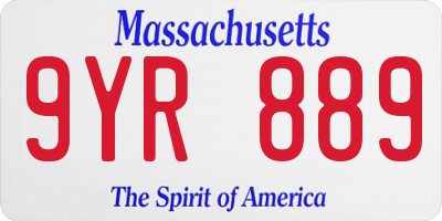 MA license plate 9YR889