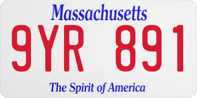 MA license plate 9YR891