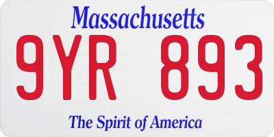 MA license plate 9YR893
