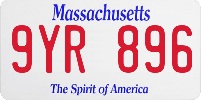 MA license plate 9YR896
