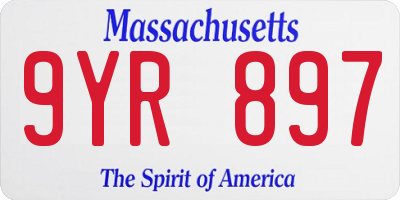 MA license plate 9YR897