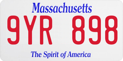 MA license plate 9YR898