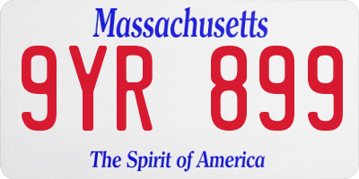 MA license plate 9YR899