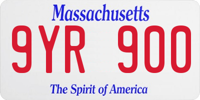 MA license plate 9YR900