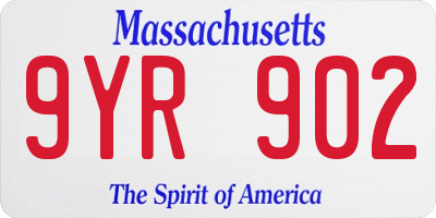 MA license plate 9YR902