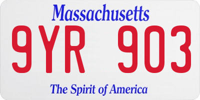 MA license plate 9YR903
