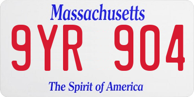 MA license plate 9YR904