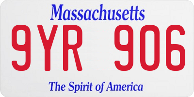 MA license plate 9YR906