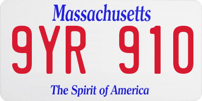 MA license plate 9YR910