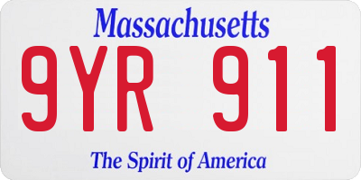 MA license plate 9YR911