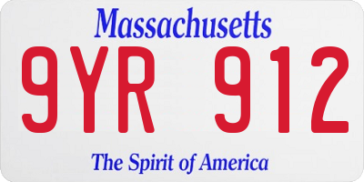 MA license plate 9YR912