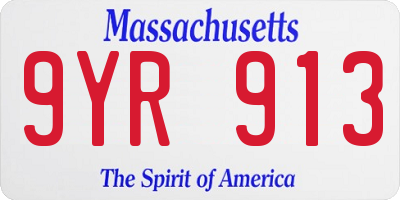 MA license plate 9YR913