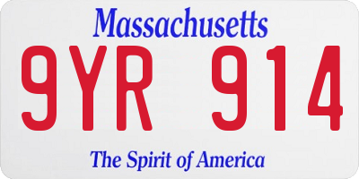 MA license plate 9YR914