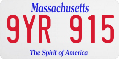 MA license plate 9YR915