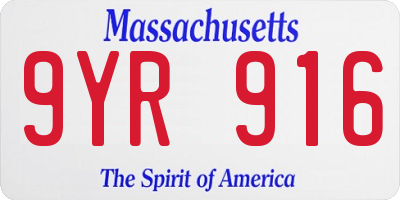 MA license plate 9YR916