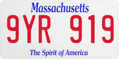 MA license plate 9YR919