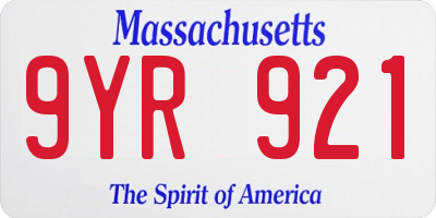 MA license plate 9YR921