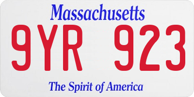 MA license plate 9YR923