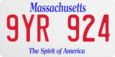 MA license plate 9YR924