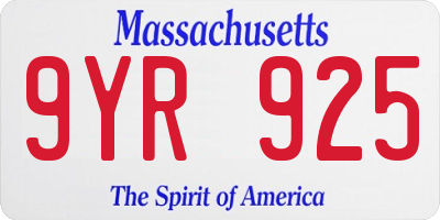 MA license plate 9YR925
