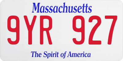 MA license plate 9YR927