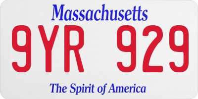 MA license plate 9YR929