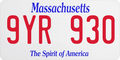 MA license plate 9YR930