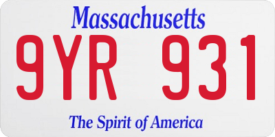 MA license plate 9YR931