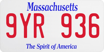 MA license plate 9YR936