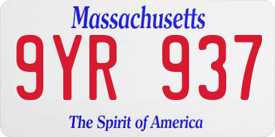 MA license plate 9YR937