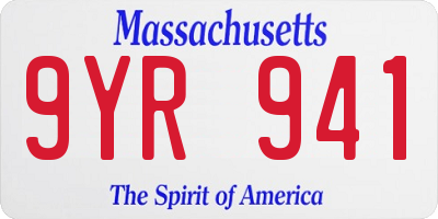 MA license plate 9YR941