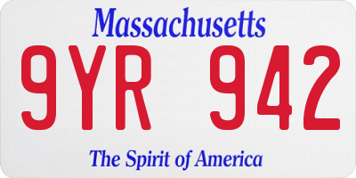 MA license plate 9YR942