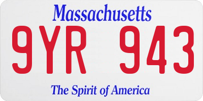 MA license plate 9YR943