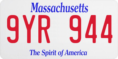 MA license plate 9YR944