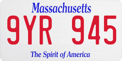 MA license plate 9YR945