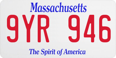 MA license plate 9YR946