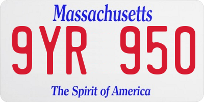 MA license plate 9YR950