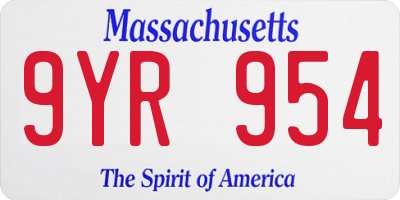 MA license plate 9YR954