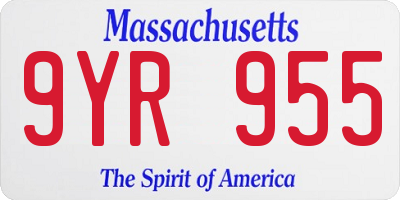 MA license plate 9YR955