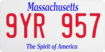 MA license plate 9YR957