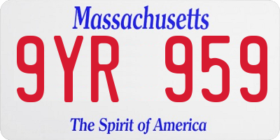 MA license plate 9YR959