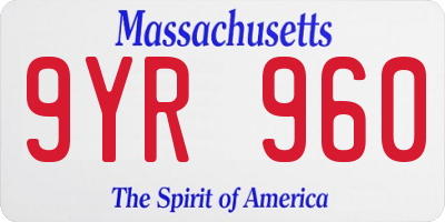 MA license plate 9YR960