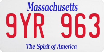 MA license plate 9YR963