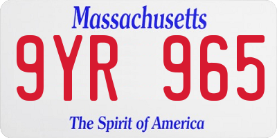 MA license plate 9YR965