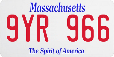 MA license plate 9YR966