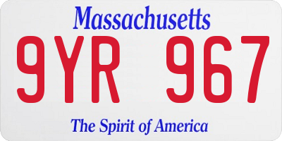 MA license plate 9YR967